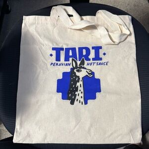 Peruvian Hot Sauce Tote Bag - Cream and Blue